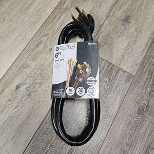 Utilitech 6ft 4 Prong Black Dryer Appliance Power Cord 10 Gauge 30 Amp New